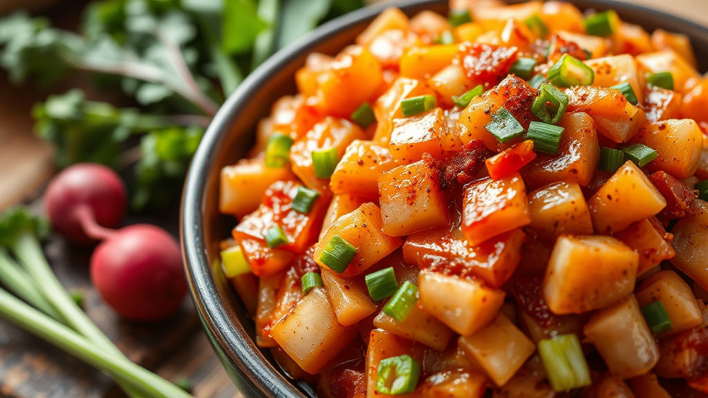 김치 속 재료 & 버무리기 (realistic 스타일)