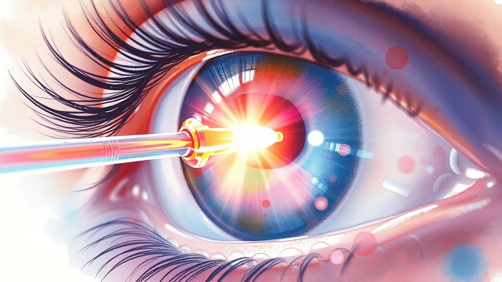 최신 녹내장 치료 기술은? (watercolor 스타일)