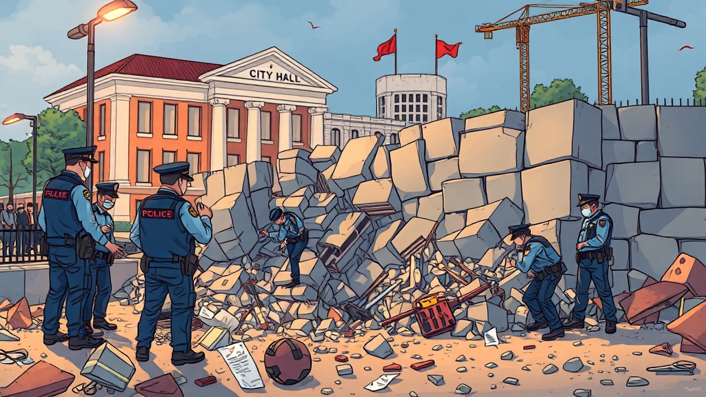 경찰 수사 상황 및 압수수색 (cartoon 스타일)