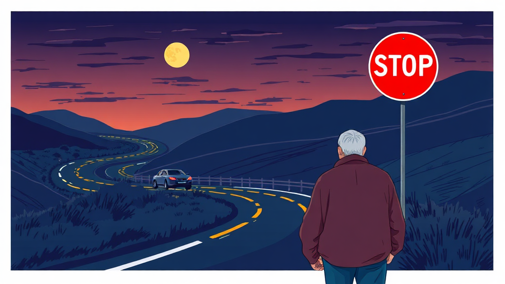 고령 운전 사고 현황 및 면허 반납의 필요성 (illustration 스타일)