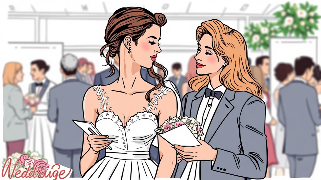 웨딩 박람회 완벽 정복: 결혼 준비 A to Z 가이드 8 현명한 예비부부를 위한 웨딩 박람회 활용 팁 (illustration 스타일)