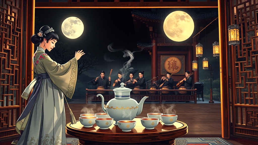 연경당 전통 공연과 다과 체험 (illustration 스타일)