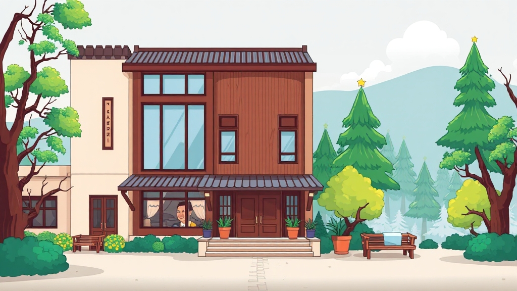 숙소 유형별 비교 분석 (cartoon 스타일)