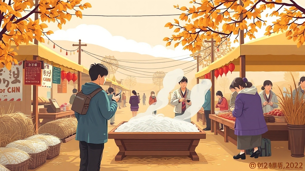 먹거리 장터 및 농산물 판매 (illustration 스타일)