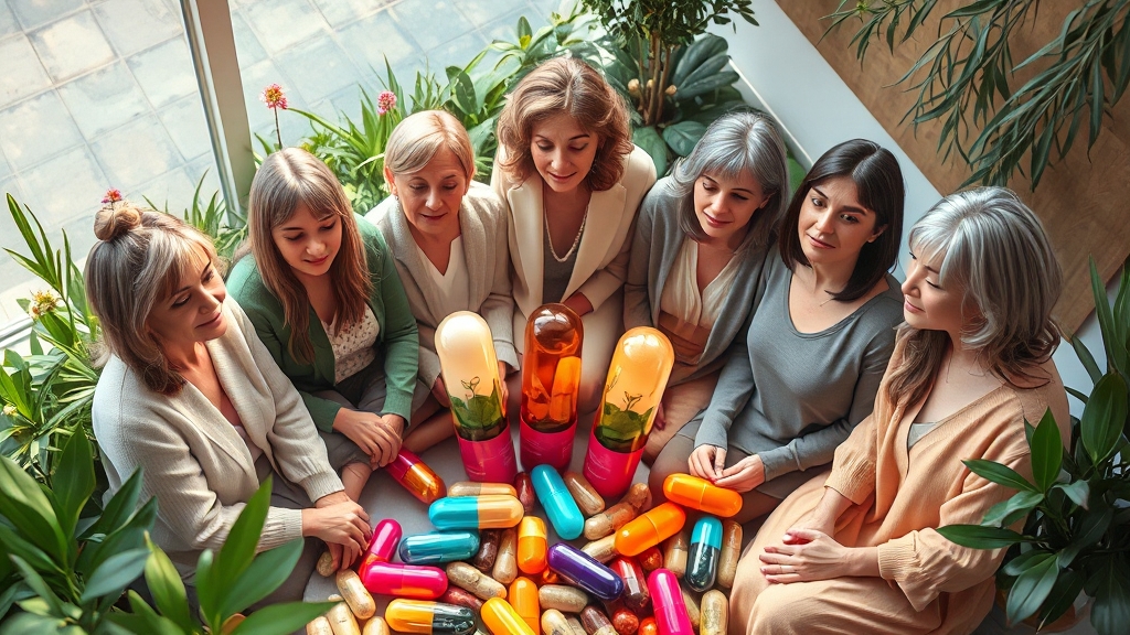 갱년기, 영양제 선택 꿀팁 (illustration 스타일)