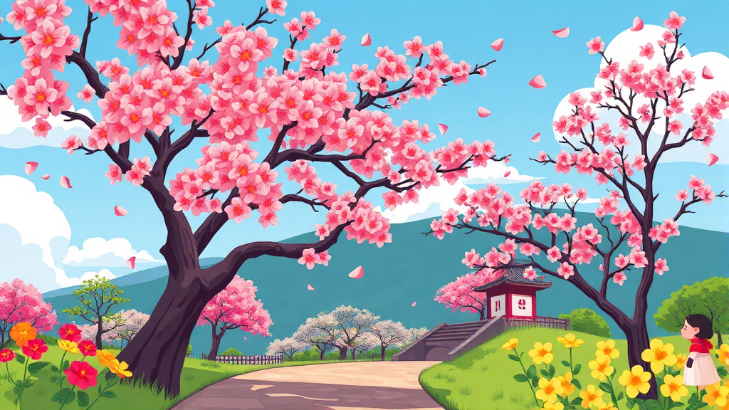2026년 봄, 꽃과 함께 떠나는 국내 여행지 (cartoon 스타일)