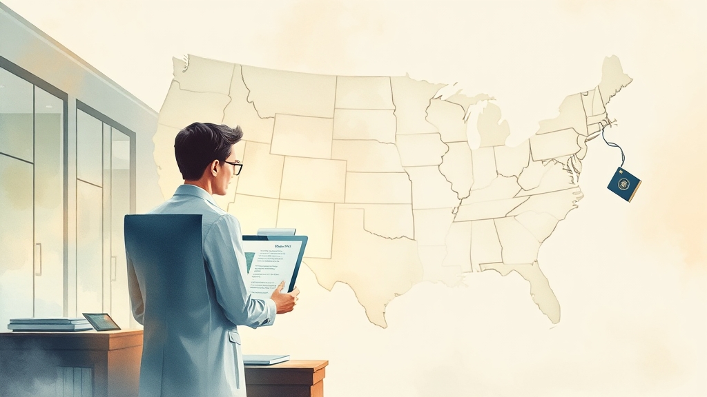 ESTA vs 미국 비자, 핵심 차이점 (watercolor 스타일)