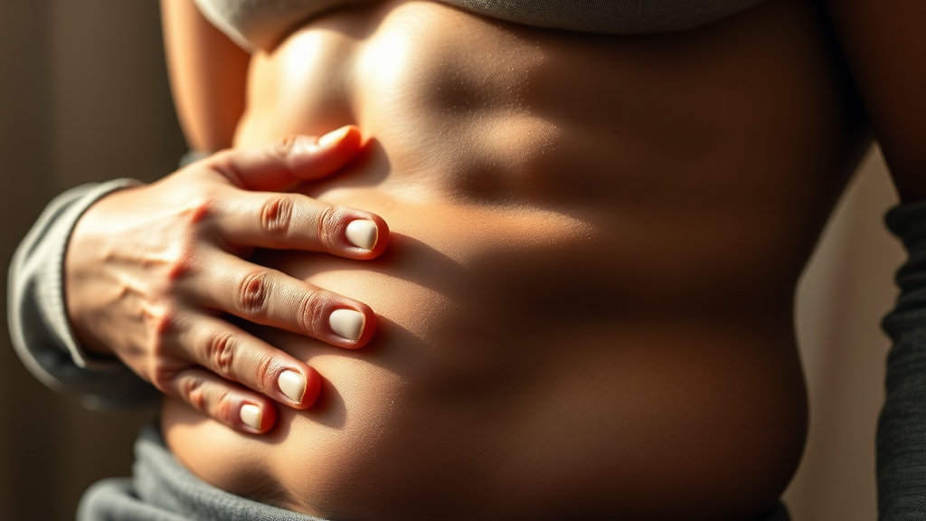 소화 불량과 복부 팽만, 어떻게 관리해야 할까? (realistic 스타일)