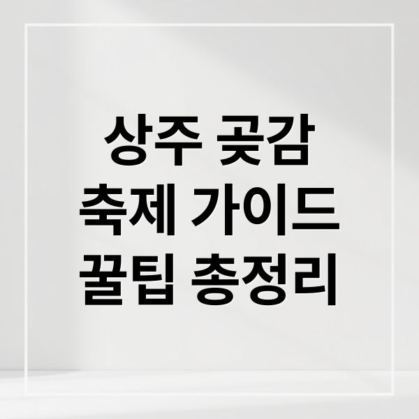 상주 곶감
축제 가이드
꿀팁 총정리 (상주곶감축제 2026년)