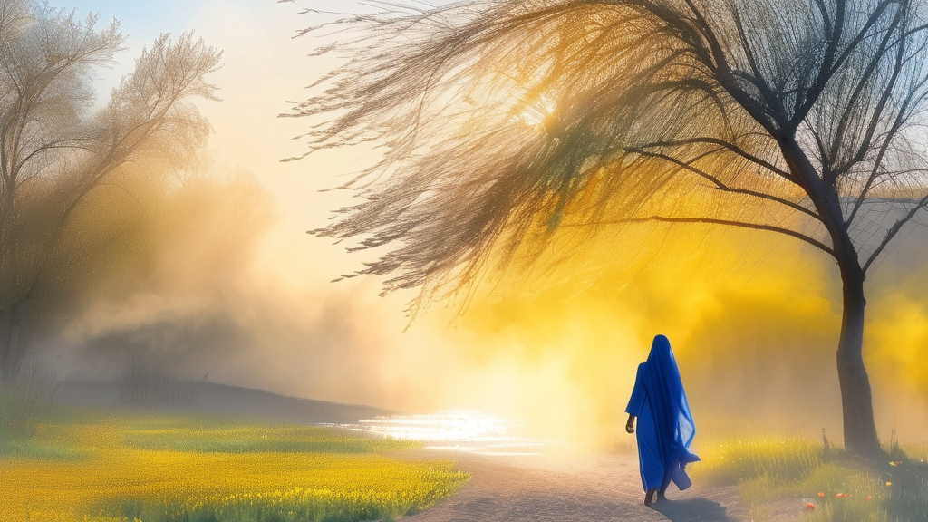 봄철 미세먼지 심화 이유와 주의 증상 (watercolor 스타일)