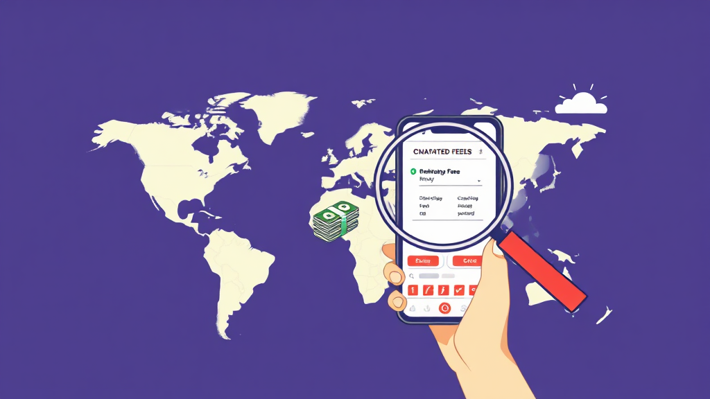 해외 송금 A to Z: 수수료 절약 꿀팁 4 해외 송금 수수료, 꼼꼼히 따져보세요! (illustration 스타일)