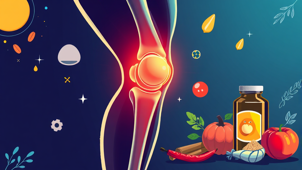 무릎 건강 증진을 위한 영양제 (illustration 스타일)