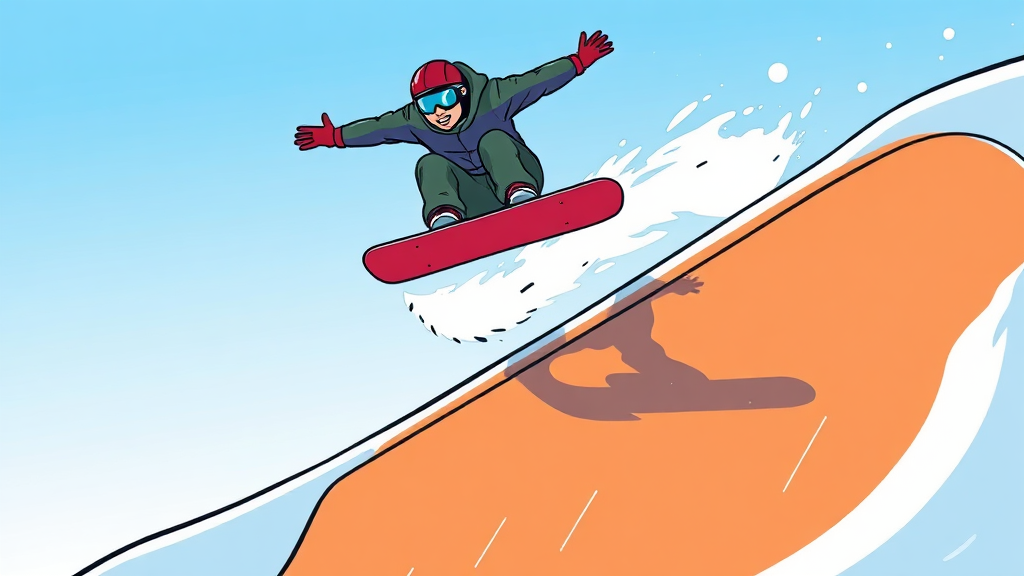 스노보드 하프파이프: 짜릿한 공중 기술의 세계 (cartoon 스타일)