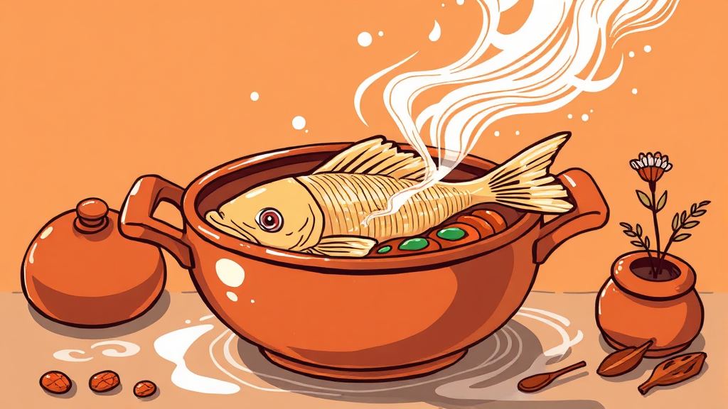 추어탕 효능: 건강에 미치는 영향 (illustration 스타일)