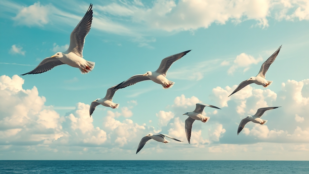 꿈속 갈매기 모습별 해몽 (realistic 스타일)