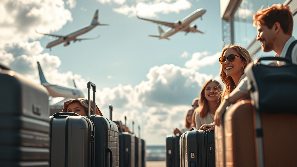 여행 할인: 항공권 & 숙박 저렴하게 (realistic 스타일)