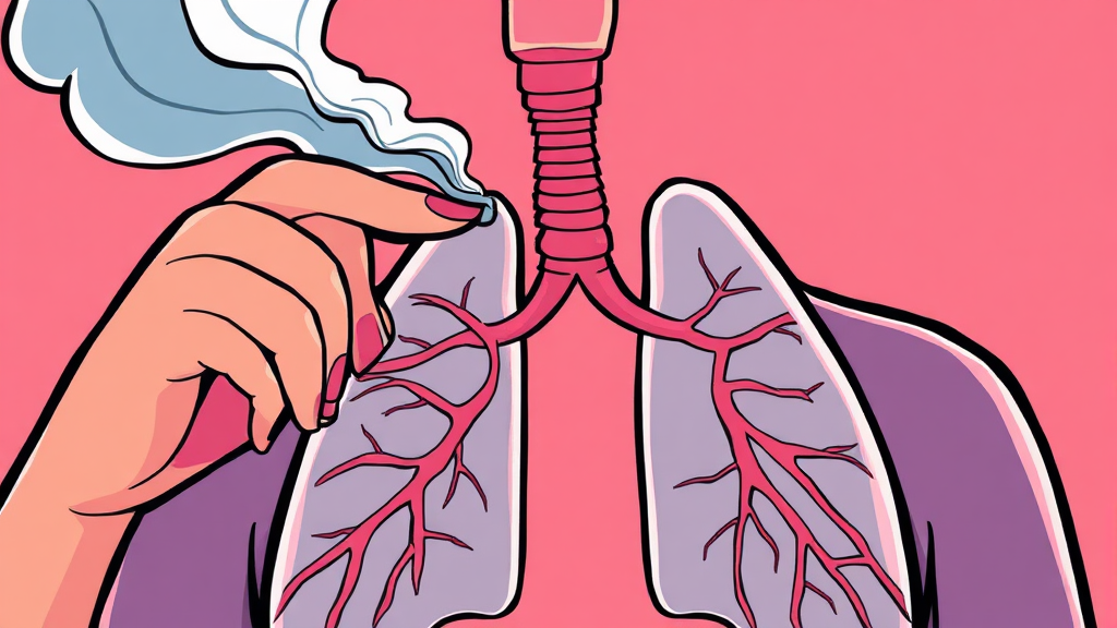 가래, 우리 몸이 보내는 건강 신호와 관리법 A to Z 8 흡연과 환경 요인이 가래에 미치는 영향 (cartoon 스타일)