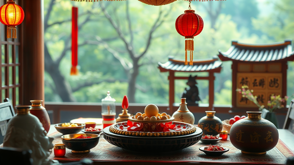 설 차례상의 본질: 감사하는 마음 (realistic 스타일)