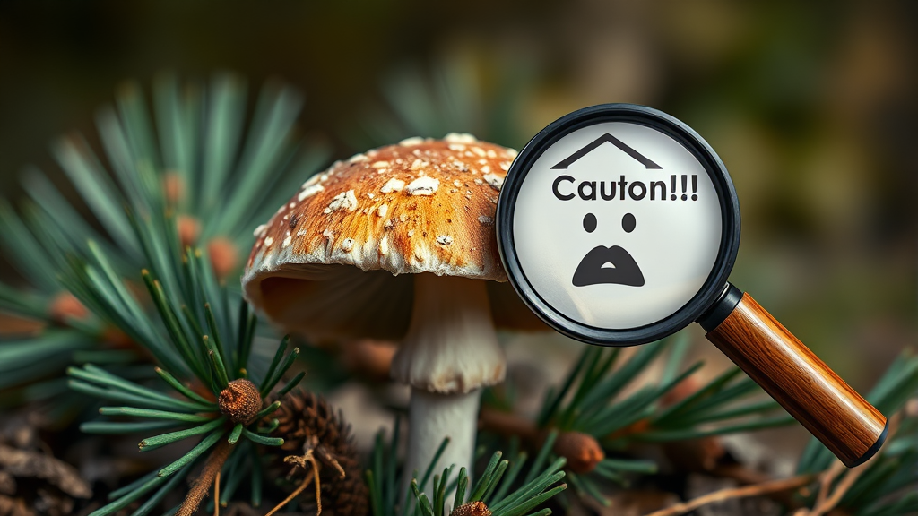 참송이버섯 섭취 시 주의사항 및 부작용 (realistic 스타일)