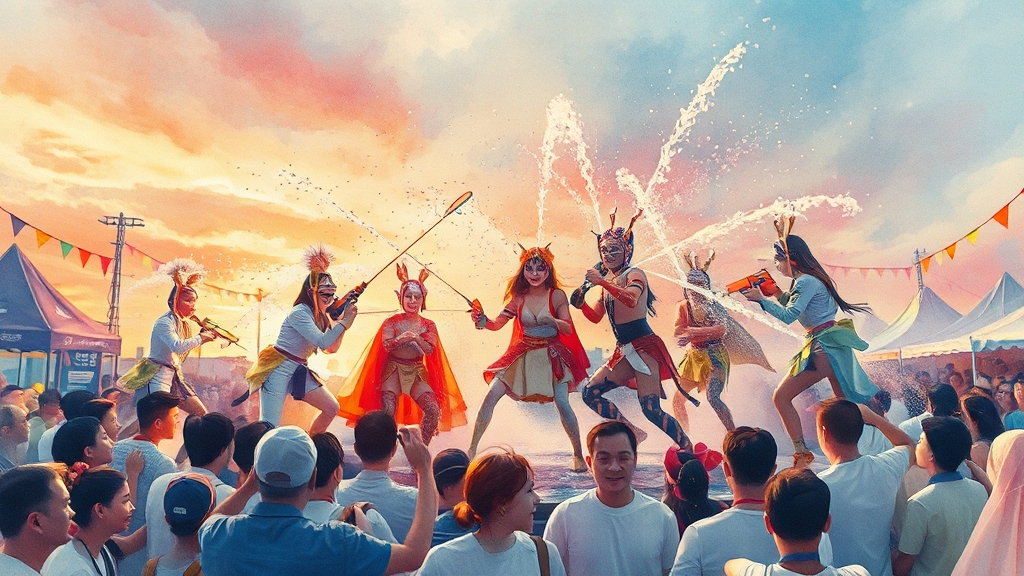 워터밤 라인업: 서울 vs 부산 (watercolor 스타일)