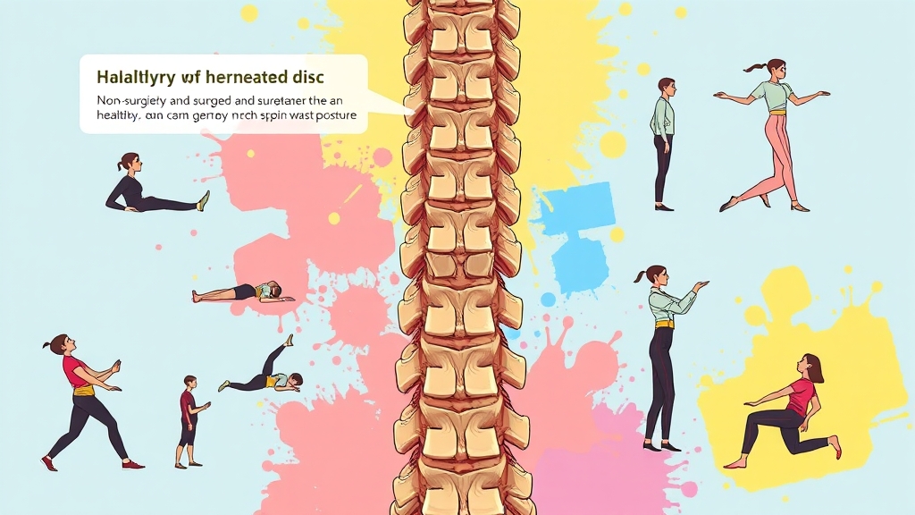 허리디스크 치료 방법 (비수술/수술) (cartoon 스타일)
