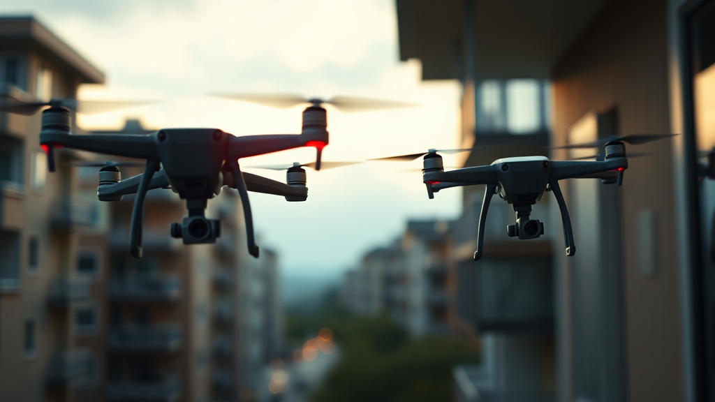 드론 촬영, 사생활 침해 논란 (realistic 스타일)