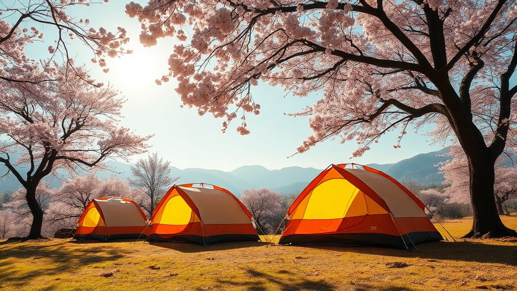 인기 벚꽃 캠핑장 추천 명소 (realistic 스타일)