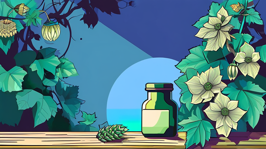 환삼덩굴 섭취 시 주의사항과 잠재적 부작용 (illustration 스타일)