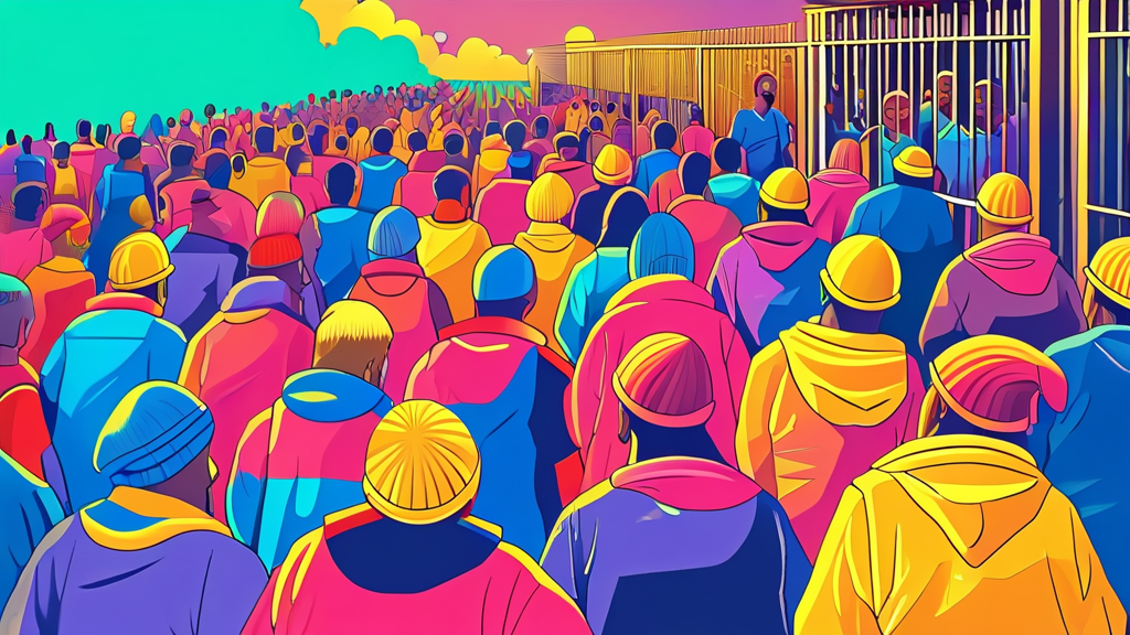 사회 이슈: 교도소 과밀 문제와 기후 변화의 영향 (cartoon 스타일)