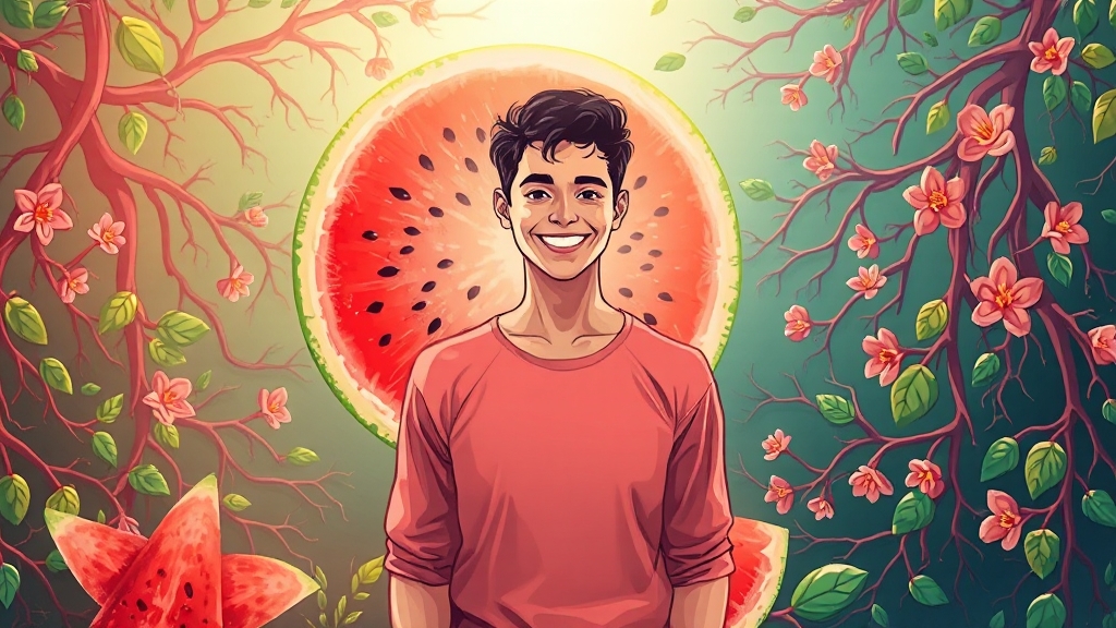 꾸준한 수박 섭취, 장기적인 건강 효과 (illustration 스타일)