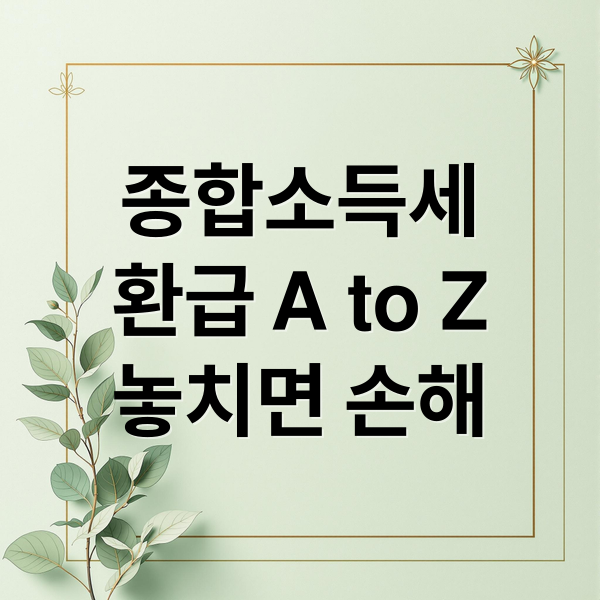 종합소득세
환급 A to Z
놓치면 손해 (종합소득세 환급 꿀팁)