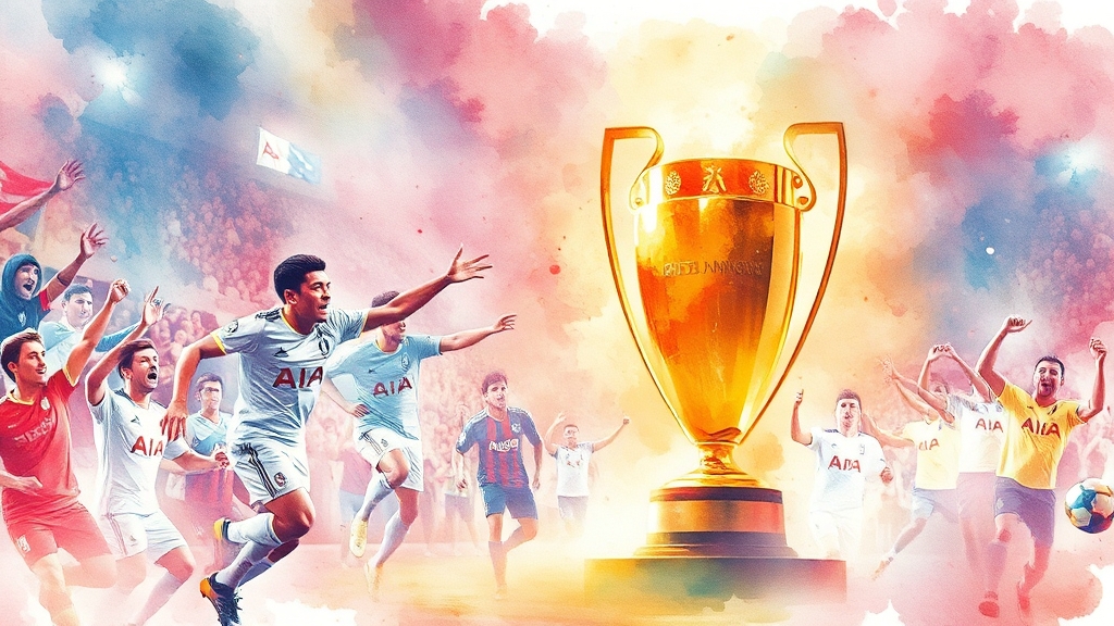 토트넘, 유로파리그 우승 전략 (watercolor 스타일)