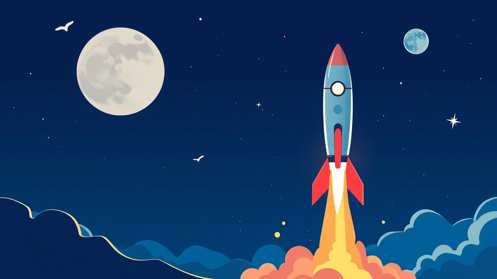 우주 발사 서비스 시장 성장 (illustration 스타일)