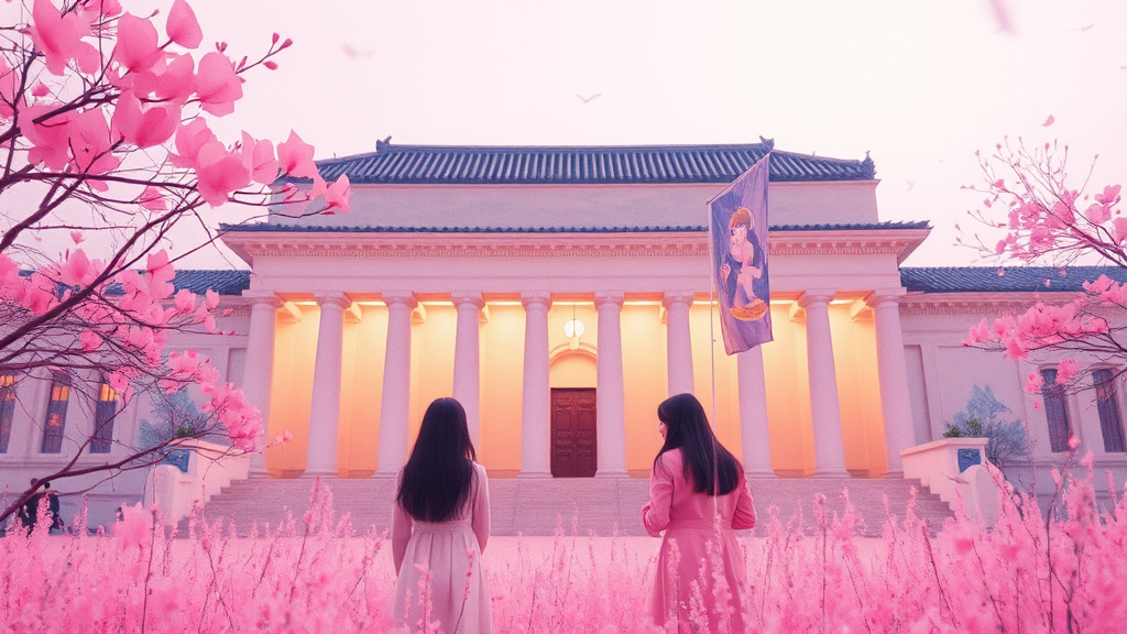 핑크빛 야경과 신곡 리스닝 존 (watercolor 스타일)