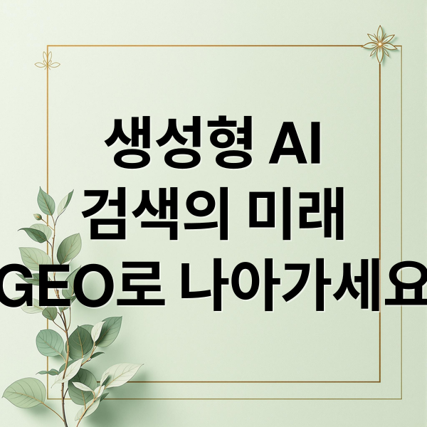 생성형 AI
검색의 미래
GEO로 나아가세요 (생성형 AI 검색 답변 시대)