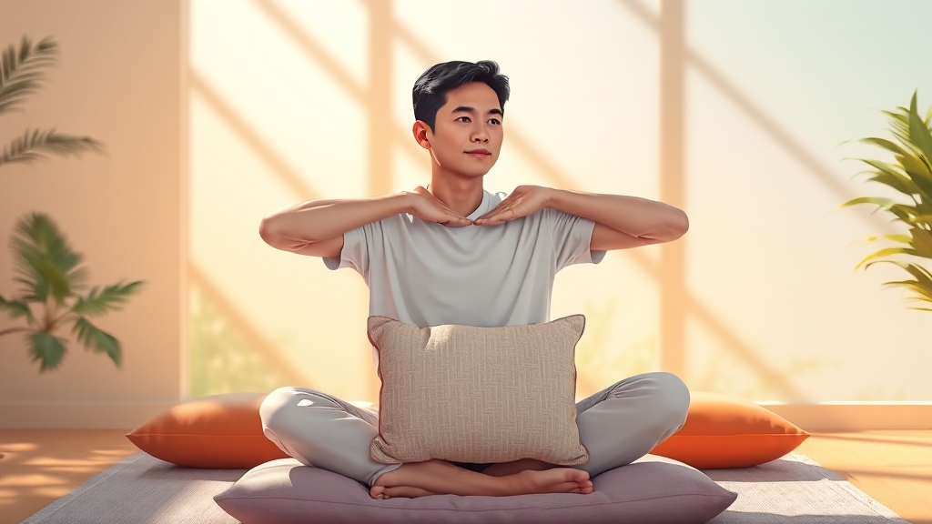 팔 저림 완화 생활 습관 (illustration 스타일)