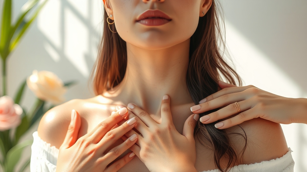 전문가의 데콜테 관리: 과정 및 효과 (realistic 스타일)