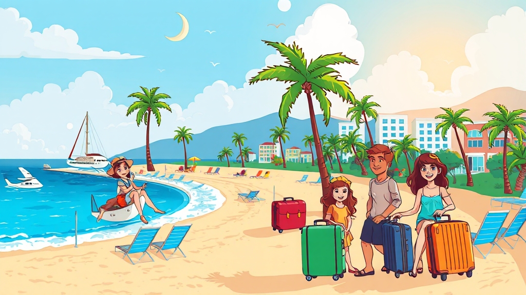 괌 인기 호텔 위치 & 특징 비교 (cartoon 스타일)