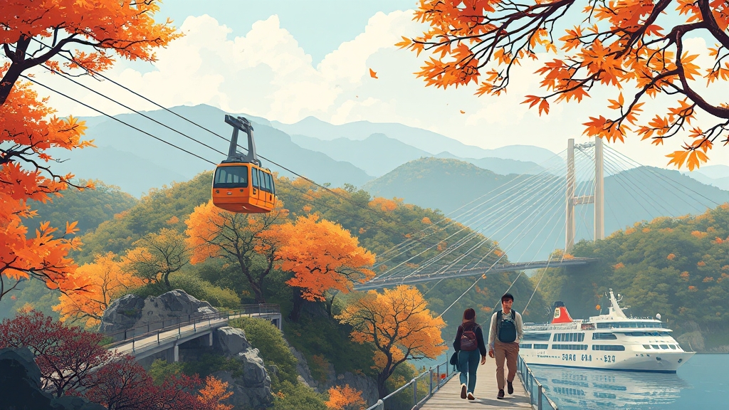 주변 관광 명소 및 추천 여행 코스 (illustration 스타일)