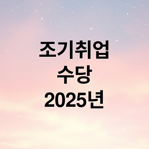 조기취업
수당
2025년 (조기취업수당 조건 및 신청방법 완벽 가이드!)