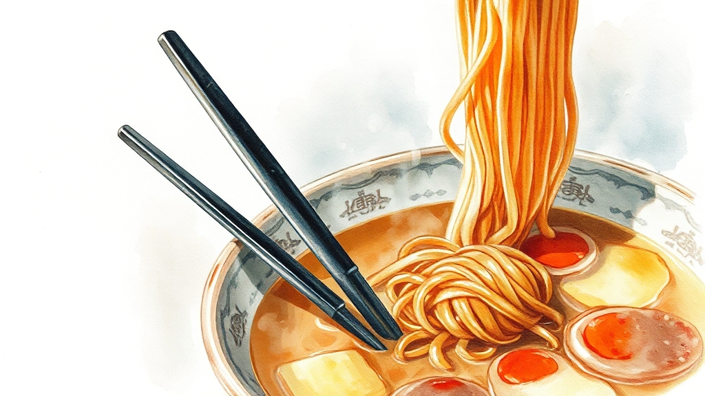 오사카 현지인 추천 라멘집 (watercolor 스타일)