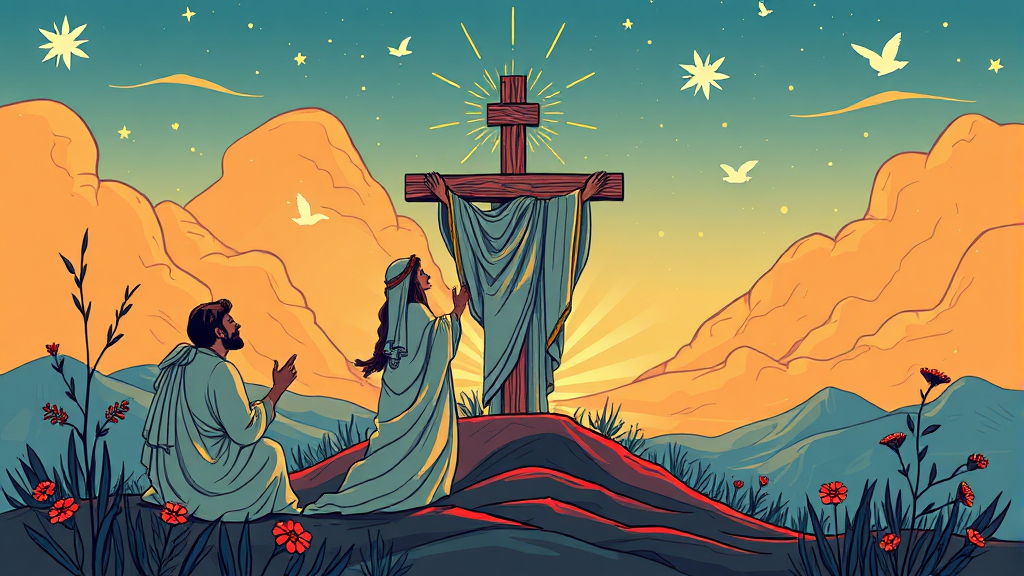 사순절과 관련된 신앙적 메시지 (illustration 스타일)
