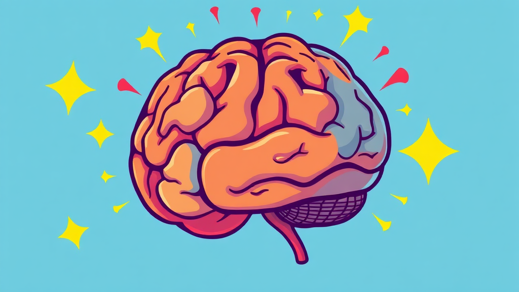 뇌를 젊게 유지하는 비결: 새로운 경험과 학습 (cartoon 스타일)