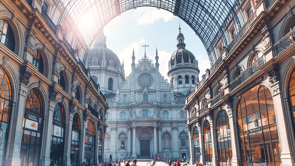 밀라노 주요 명소 (watercolor 스타일)