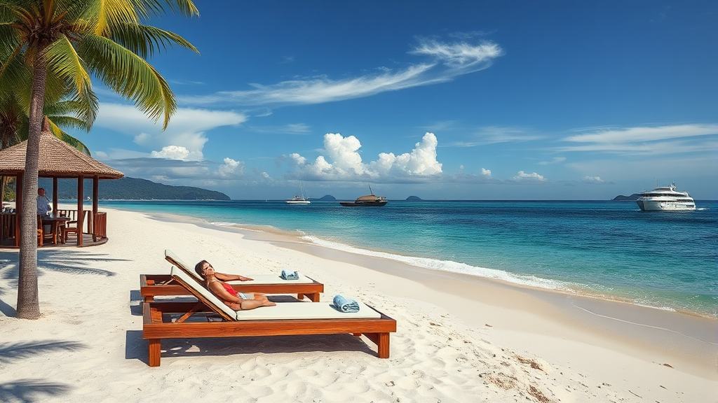 프라이빗 해변 및 편의시설 (realistic 스타일)