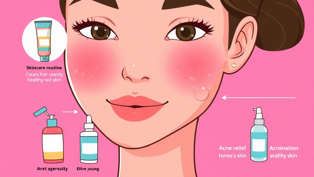 깨끗한 피부를 위한 스킨케어 루틴 & 추가 팁 (cartoon 스타일)