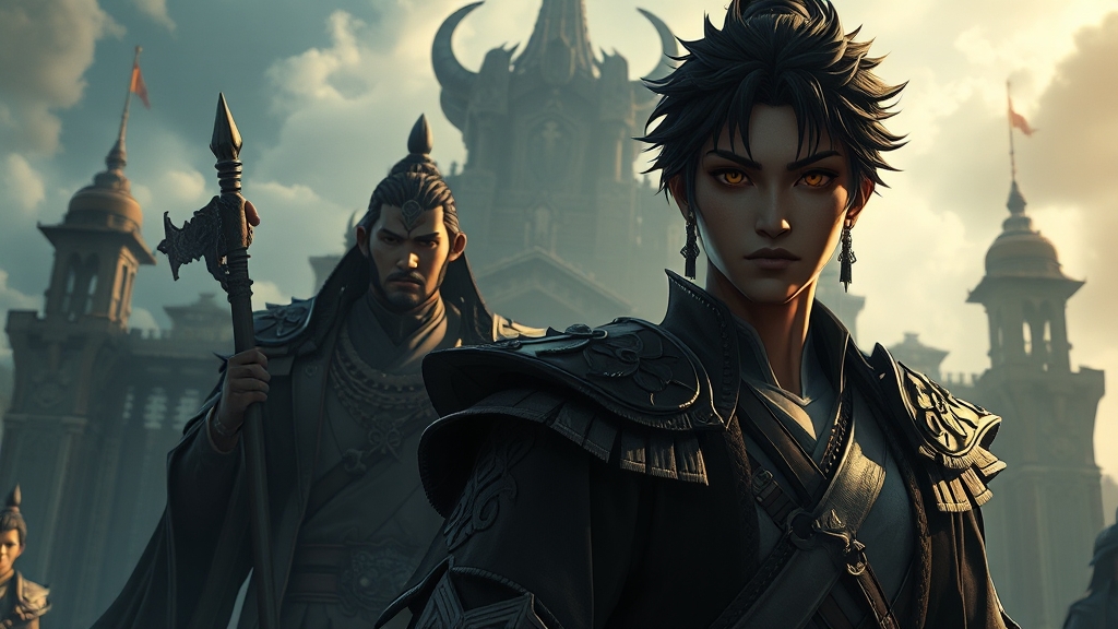 주요 등장인물 및 전투 장면 분석 (realistic 스타일)