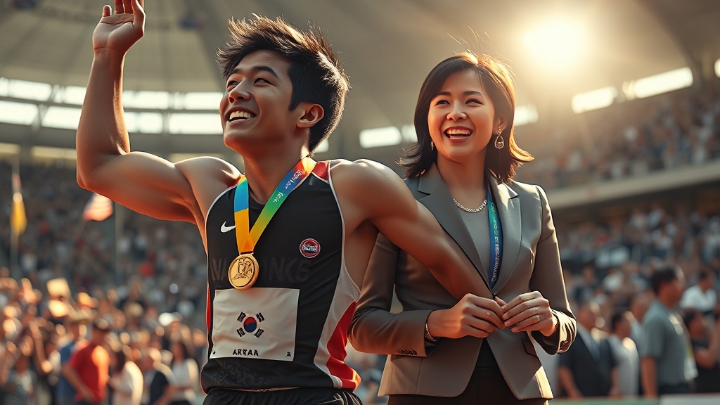 광저우 아시안게임 리포터 (realistic 스타일)