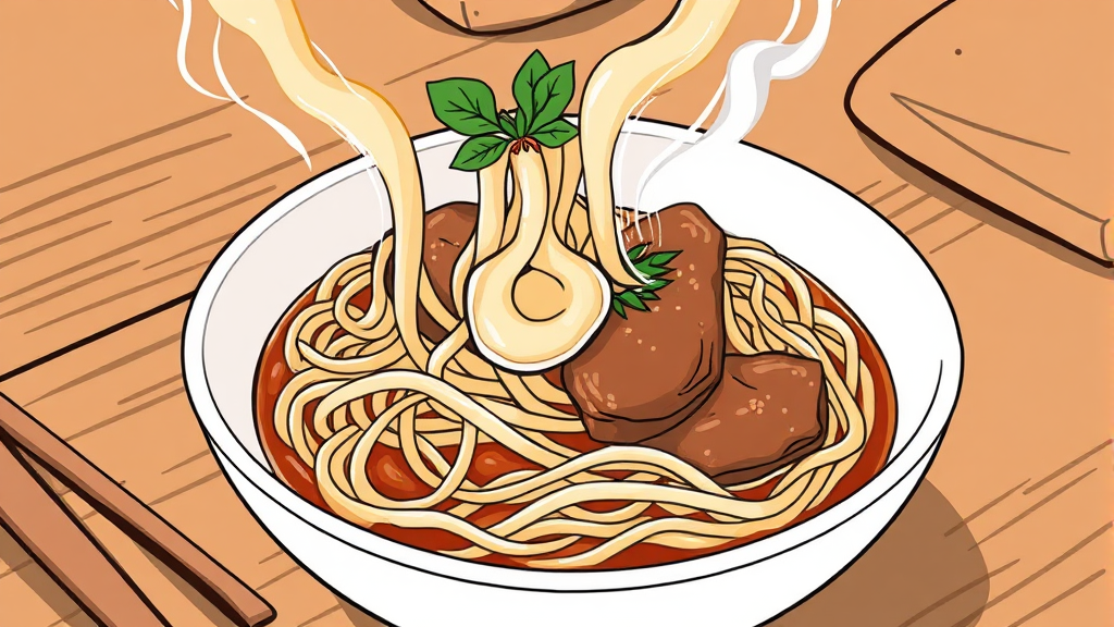 달인 비법: 물 없는 면 (illustration 스타일)