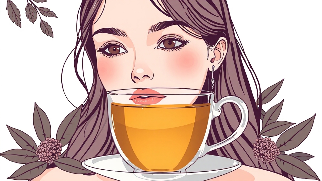 둥글레차, 피부 건강에 미치는 영향 (illustration 스타일)